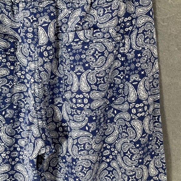 Kiss & Cry Linen Blend Pants Paisley Print Smocked Waist Casual Comfy Blue L - Picture 7 of 15